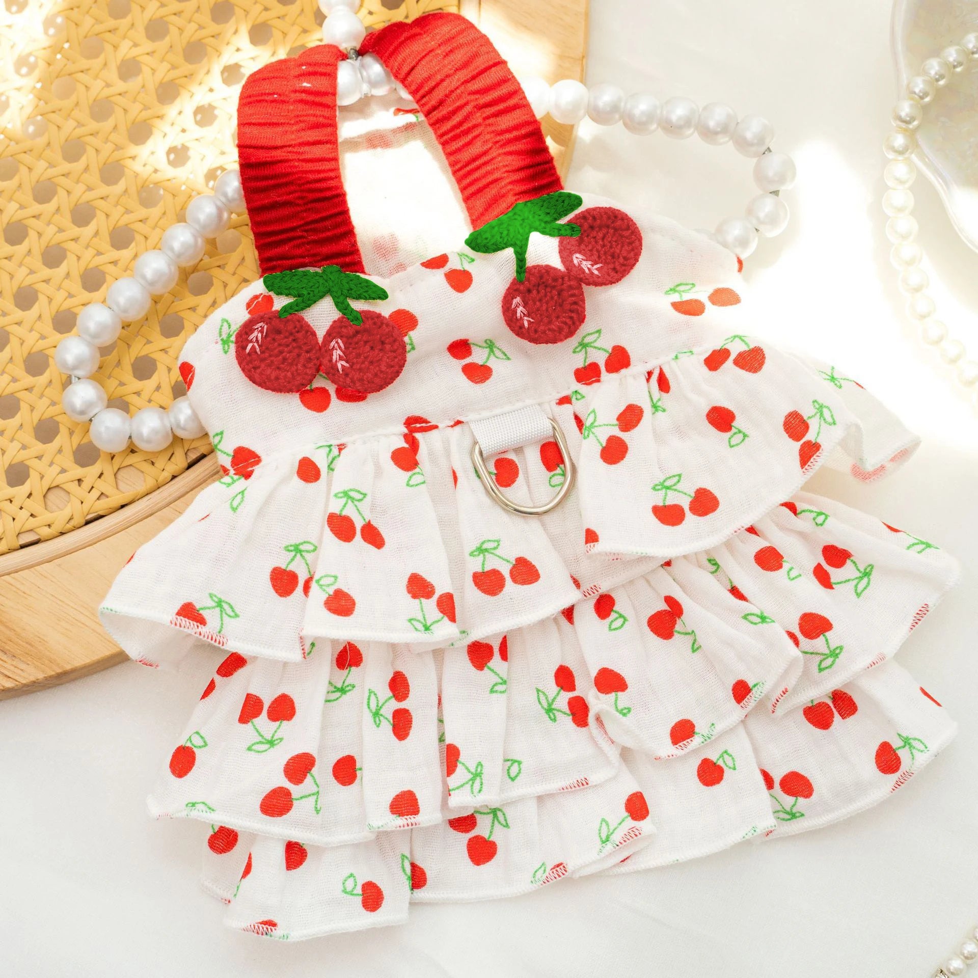 Pet Dress for Dogs & Cats - Layered Cake Style Printed Clothes, Small Medium Breed Apparel, Adorable Summer Outfit